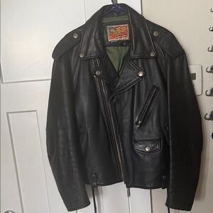 Classic Black Leather Biker Jacket - Men